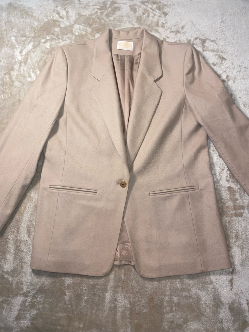 Vintage Pendleton Virgin Wool Beige Single-Button Tailored Blazer